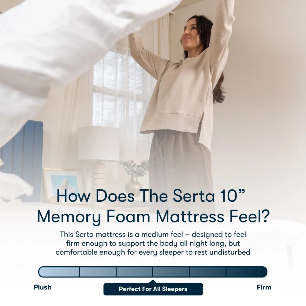 Serta 10" Medium Gel Memory Foam Cooling Queen Tight Top Mattress - Fiberglass Free