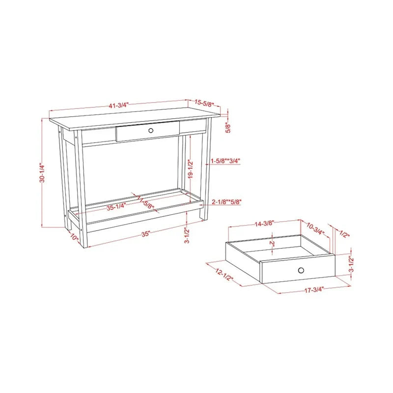 Denhour DH BASIC 4-Piece Open-Shelf Coffee Table Set with Drawer in Transitional Rubberwood