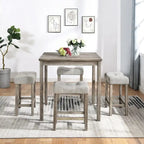 5-Piece Wood Dining Set: Square Table with 4 Upholstered Chairs