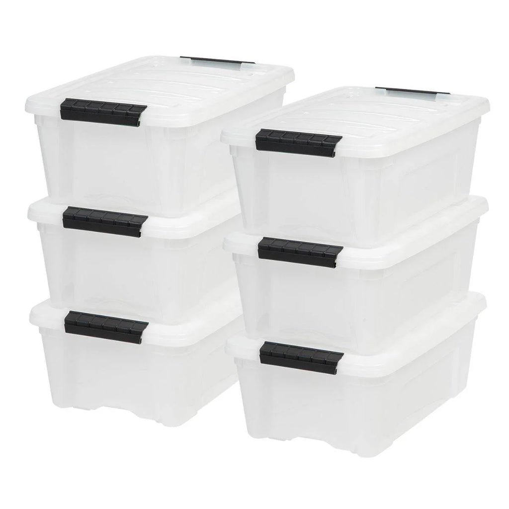 Stack & Pull Storage Box - 12 QT, 6 Pack, Pearl