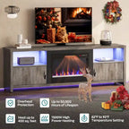 71-Inch TV Stand for 75-Inch TVs with LED Fireplace and Storage Cabinet