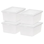 14.5 Quart Plastic Storage Bin Tote Organizing Container with Latching Lid for Shoes, Heels, Art Supplies, Stackable and Nestable, 4 Pack, Clear