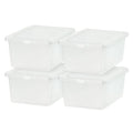 17 Quart Plastic Storage Bin Tote Organizing Container with Latching Lid for Shoes, Heels, Art Supplies, Stackable and Nestable, 4 Pack, Clear