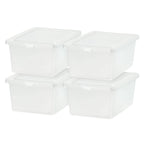17 Quart Plastic Storage Bin Tote Organizing Container with Latching Lid for Shoes, Heels, Art Supplies, Stackable and Nestable, 4 Pack, Clear