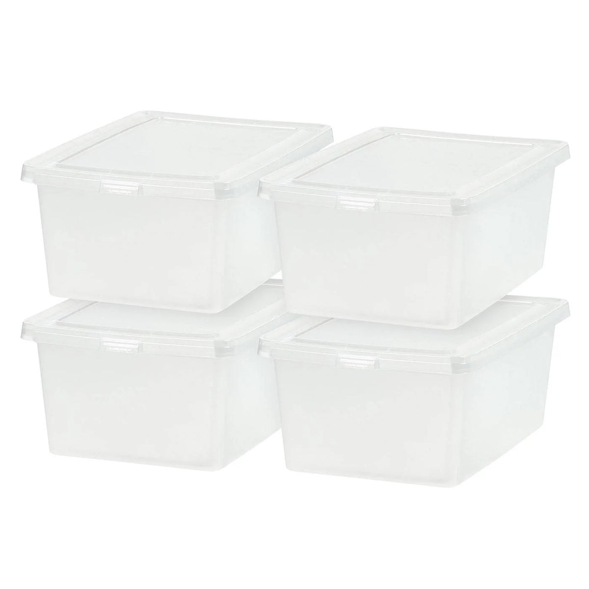 17 Quart Plastic Storage Bin Tote Organizing Container with Latching Lid for Shoes, Heels, Art Supplies, Stackable and Nestable, 4 Pack, Clear
