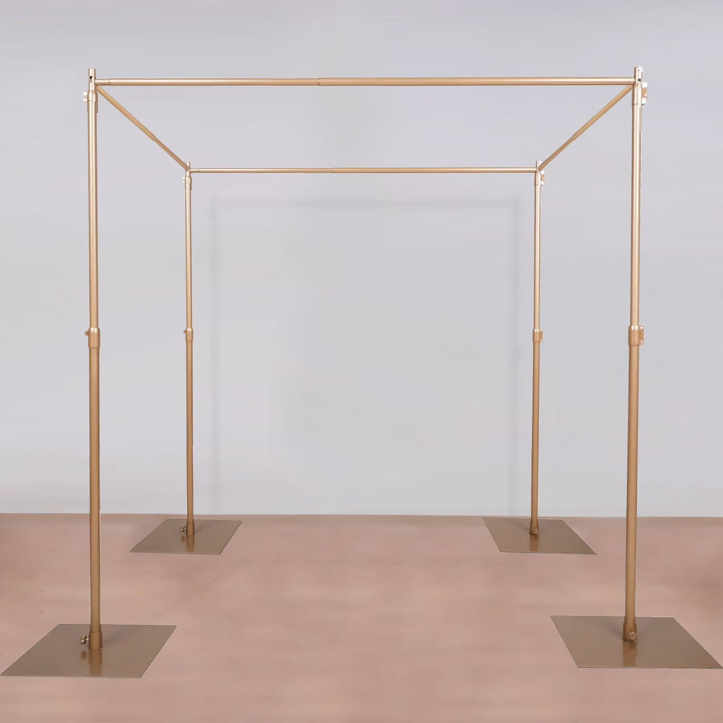 Efavormart 10ft | 4 Post Gold Metal DIY Photography Backdrop Stand, Wedding Arch Canopy Tent