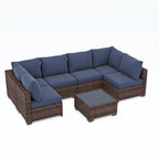 Ainfox 7 Pcs Outdoor Patio Furniture Sofa Set on Sale, Grey Rattan Grey Cushion