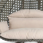LeisureMod 2 Person Hanging Egg Chair with Stand - Outdoor/Indoor Rattan Wicker Patio Swing Hammock Lounger with Cushions