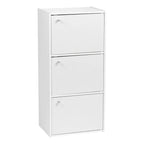 3 Tier Small Storage Cabinet, Portable Storage Shelf Unit, Small Bookcase with Doors, White