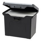 Letter Size Portable File Box With Organizer Lid, 2 Pack, Black
