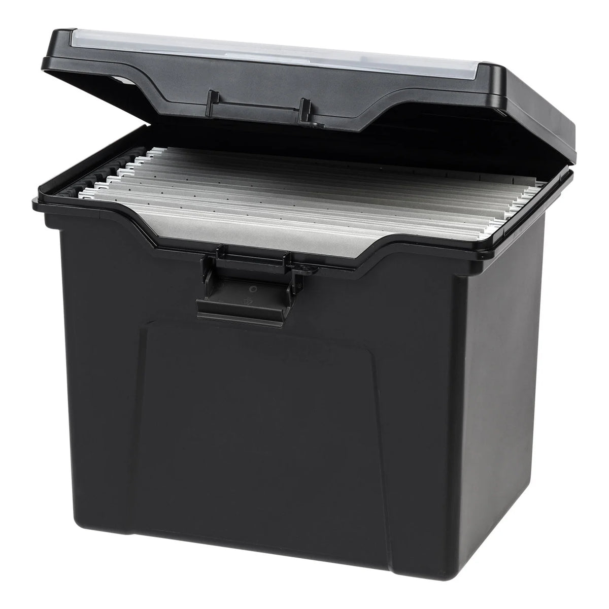 Letter Size Portable File Box With Organizer Lid, 2 Pack, Black