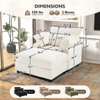 BedLuxury Oversized Accent Chair with Ottoman for Living Room, Single Sleeper Sofa Armchair with 3 Pillows, Lounge Sofa Bed, Green