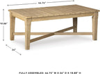 Signature Design by Ashley Clare View Coastal Outdoor Patio Eucalyptus Sofa with Cushions, Beige