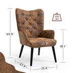 AVAWING Tufted Wingback Accent Chair with Arms - Rustic Design