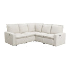 Linen Upholstered Power Recliner L-Shaped Sectional Sofa with USB Port - Soft Home Theater Seating for Living Room