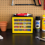 16 Drawer Parts Cabinet, Black/Yellow