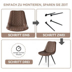 Set of 2 Leather Dining Chairs with Metal Legs