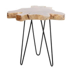 East at Main Live-Edge Teak Wood Table with Iron Legs