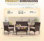 Homall 4 Pieces Outdoor Patio Furniture Sets Rattan Chair Wicker Set, Outdoor Indoor Use Backyard Porch Garden Poolside Balcony Furniture Sets Clearance (Brown and Beige)