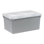Plastic File Box with Split Lid, Letter Size, Gray, 4/Pack