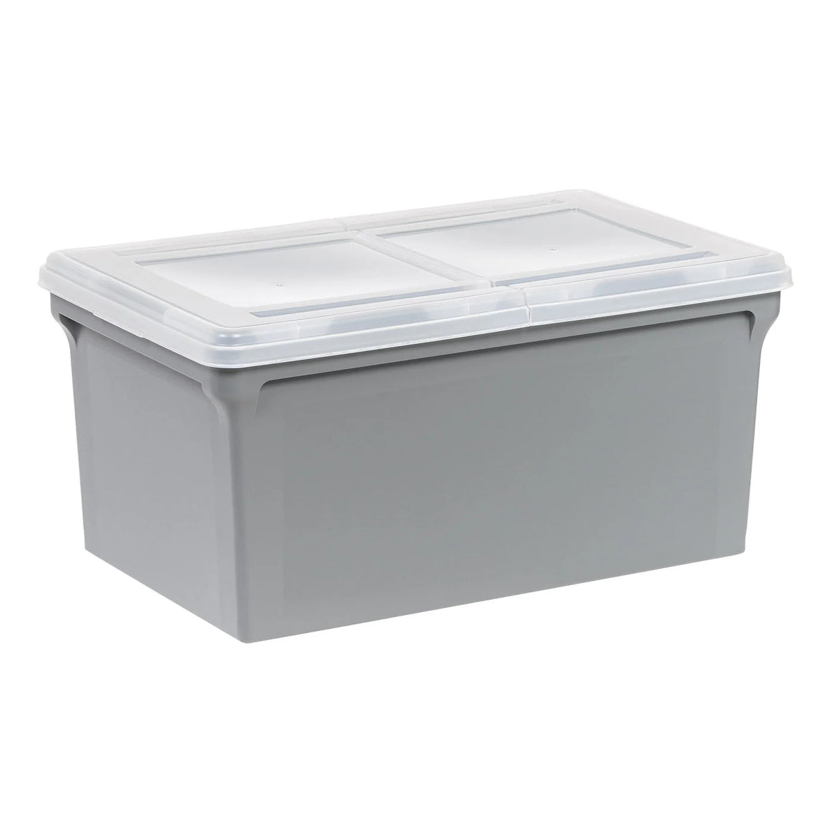 Plastic File Box with Split Lid, Letter Size, Gray, 4/Pack
