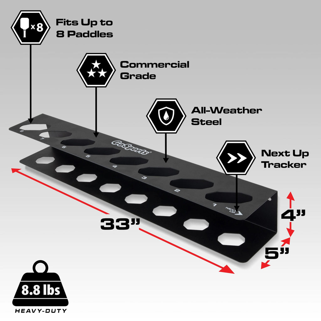 Pickleball Paddle Rack, Holds 8