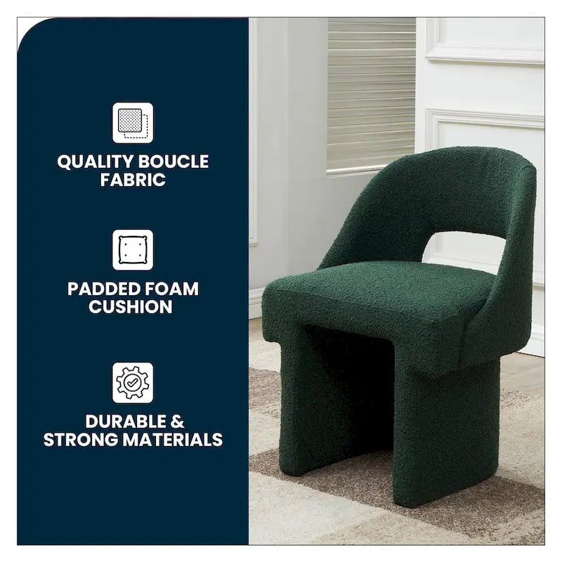 Modern Elegant Boucle Upholstered Accent Chair with MDF Wood Frame for Home Office, Living Room, and Bedroom