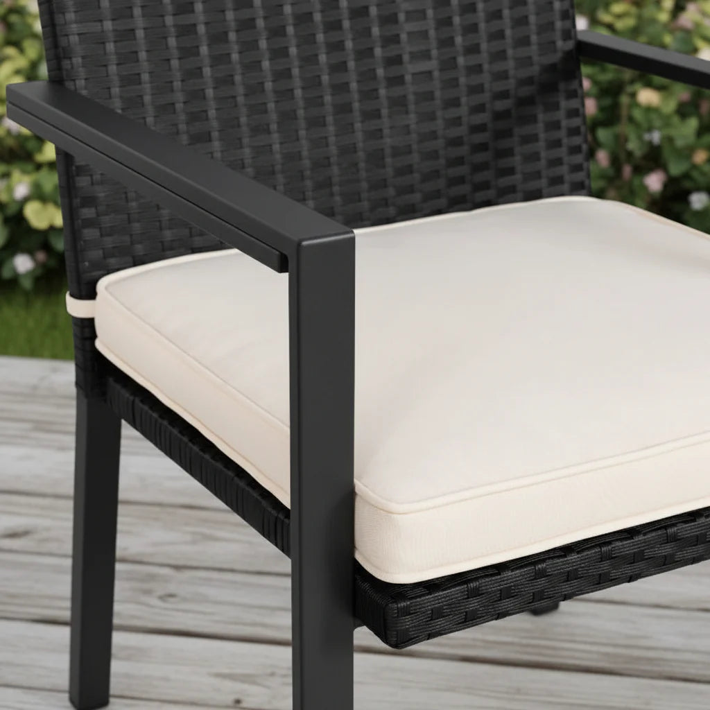 Outdoor Wicker Bistro Set with 2 Chairs & Table