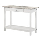 Denhour DH BASIC 4-Piece Open-Shelf Coffee Table Set with Drawer in Transitional Rubberwood