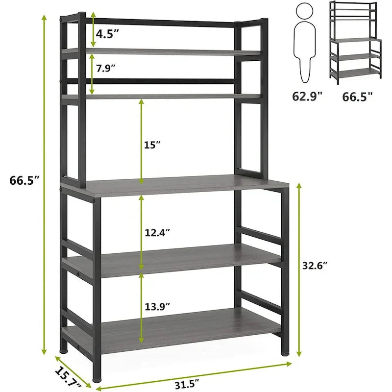 5-Tier Kitchen Baker's Rack with Storage - Microwave Oven Cart