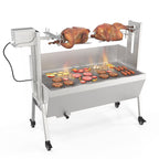 RovSun 46 Electric Rotisserie Grill 176 lbs Capacity 25w Pig Lamb Spit Roaster Rotisserie w/Lockable Wheels Wind Baffle with Adjustable Height