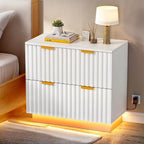 Moasis Lateral Filing Cabinet with LED Lighting and 2 Drawers for Home Office