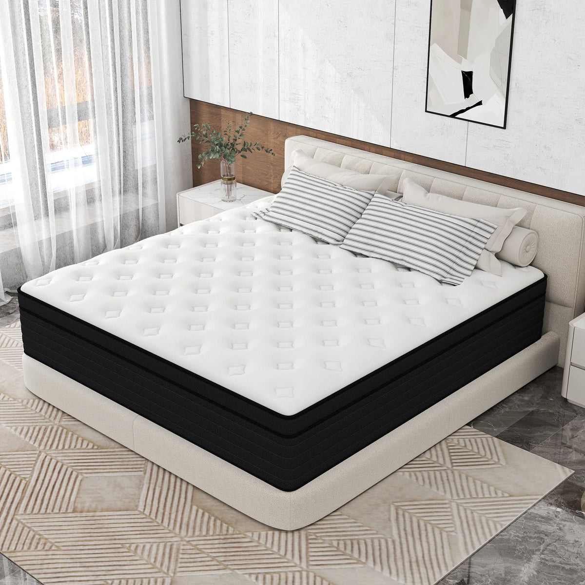 CICIMLU 12 inch Queen Mattress,Gel Memory Foam & Spring Hybrid Medium Comfort Mattress in a Box,CertiPUR-US