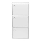 3 Tier Small Storage Cabinet, Portable Storage Shelf Unit, Small Bookcase with Doors, White