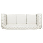 Cream 84.65 Traditional Chesterfield 3-Seater Sofa in PU Leather