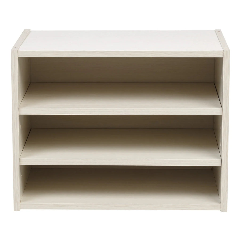 TACHI Modular Wood Storage Organizer Box with Adjustable Shelves, Off White