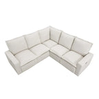 Linen Upholstered Power Recliner L-Shaped Sectional Sofa with USB Port - Soft Home Theater Seating for Living Room