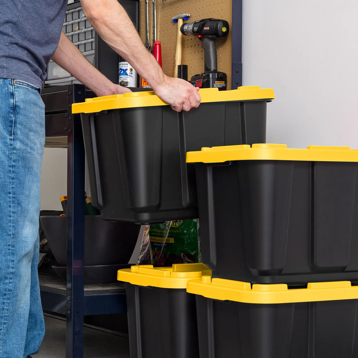 12-Gallon Heavy Duty Storage Containers with Lids – 4-Pack