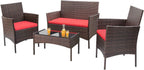 Homall 4 Pieces Outdoor Patio Furniture Sets Rattan Chair Wicker Set, Outdoor Indoor Use Backyard Porch Garden Poolside Balcony Furniture Sets Clearance (Brown and Beige)
