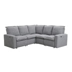 Linen Upholstered Power Recliner L-Shaped Sectional Sofa with USB Port - Soft Home Theater Seating for Living Room