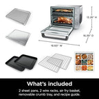 Ninja Countertop Oven Double Stack XL & Air Fryer with Pro Cook System, 12 in 1, Flexdoor, FlavorSeal, SMART FINISH with DualZone Technology, Air Fryer, Bake, Broil, Reheat, Stainless Steel, DCT651