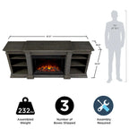 Real Flame Eliot 81" Grand Antique Grey TV Stand with Electric Fireplace