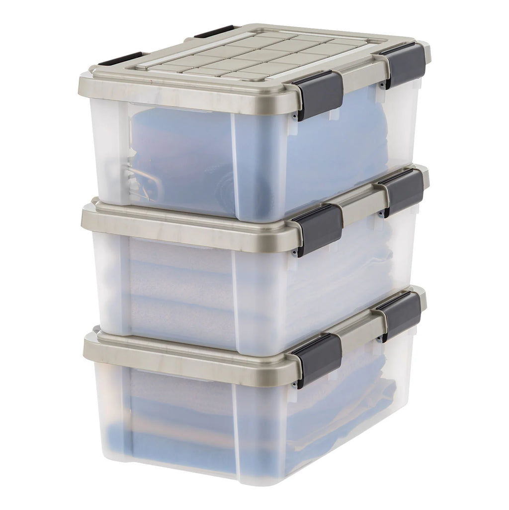Storage Bins with Gasket Seal Lid 3Pack - Latching Tote - Clear/Chrome | S