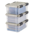 Storage Bins with Gasket Seal Lid 3Pack - Latching Tote - Clear/Chrome | S