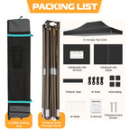 COBIZI 10x15 Pop Up Canopy Tent Heavy Duty with Sidewall, Commercial Outdoor Easy Pop Up Gazebo for Party Wedding All Weather Waterproof UV 50+ with Roller Bag(Leg Upgraded),Black