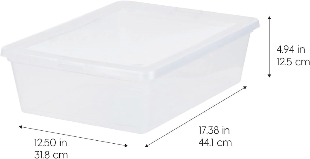 13 Quart Flat Plastic Storage Containers with Lids (4-Pack)