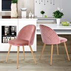 Homy Casa Velvet Upholstered Dining Chairs Set of 2 with Backrest for Kitchen, Rose