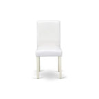 East West Furniture Round Dining Table Set - Kitchen Table with White Faux Leather Parson Chairs in Linen White (Various Piece Options)