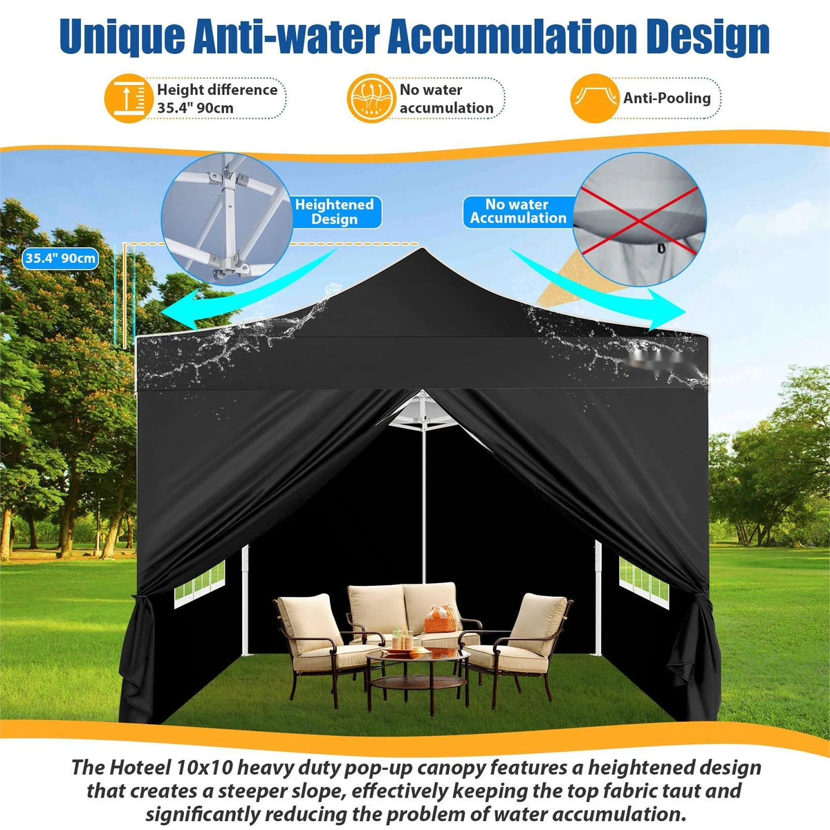 HOTEEL 10x15 Heavy Duty Canopy Tent ,Pop up Canopy for Parties Wedding,Commercial Easy up Gazebo with Roller Bag,UV 50+ &,White