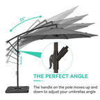 JUSTLET 10ft Heavy Duty Patio Hanging Offset Cantilever Patio Umbrella W/ 4-Piece Base Included Included, Beige